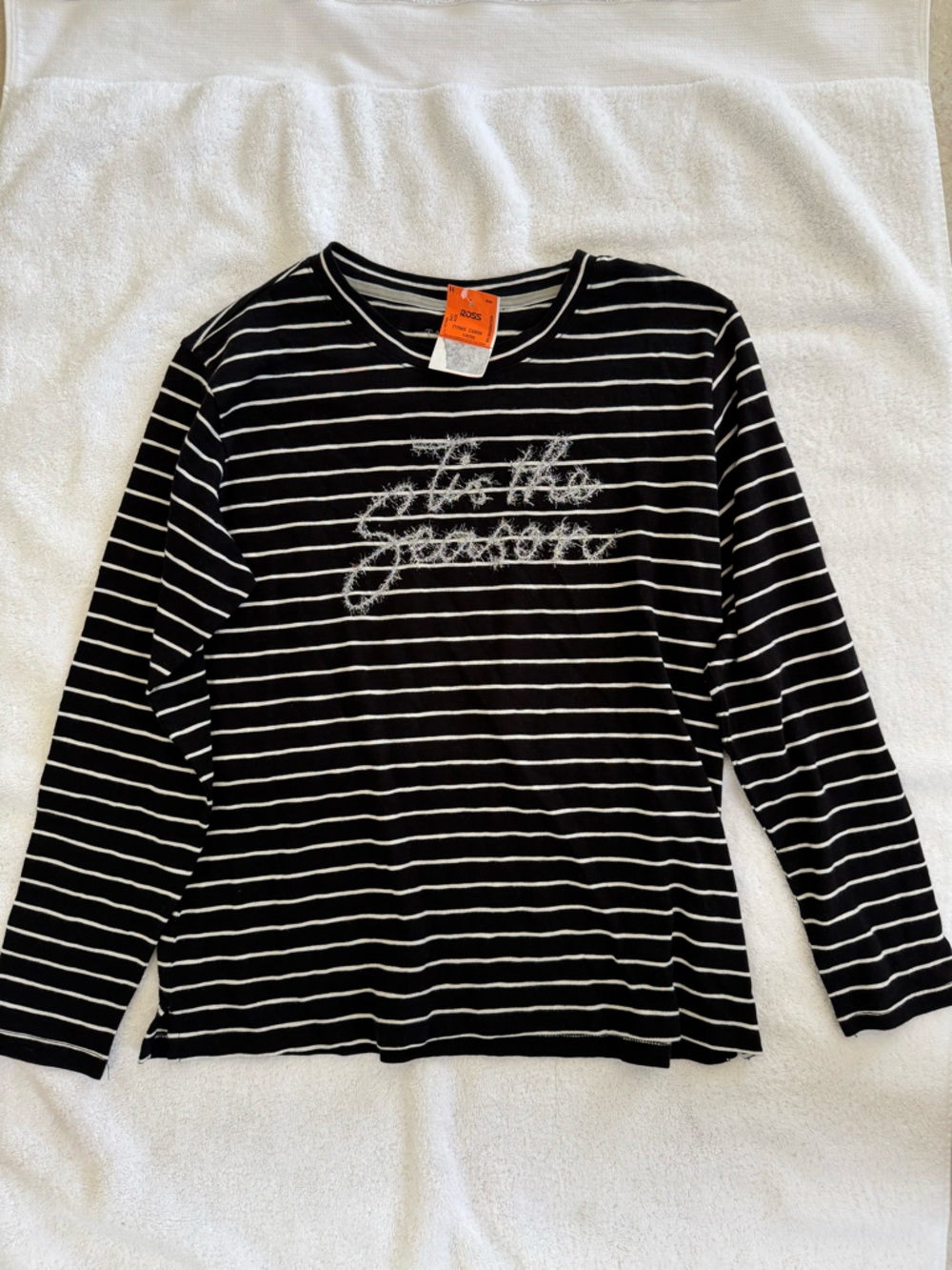 Talbots Black and White Striped Petite Top